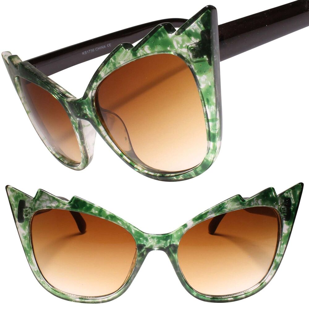 Classic Gorgeous Elegant Womens Pointy Cat Eye Sunglasses Green